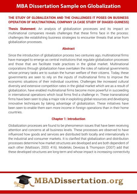 MBA Dissertation Sample on Globalization