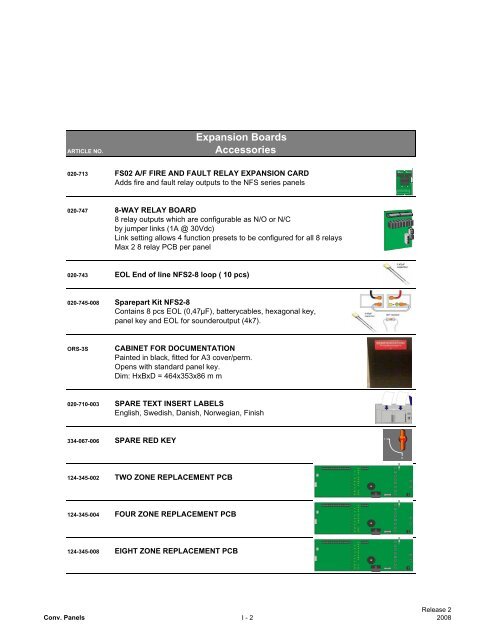 notifier product catalogue contents