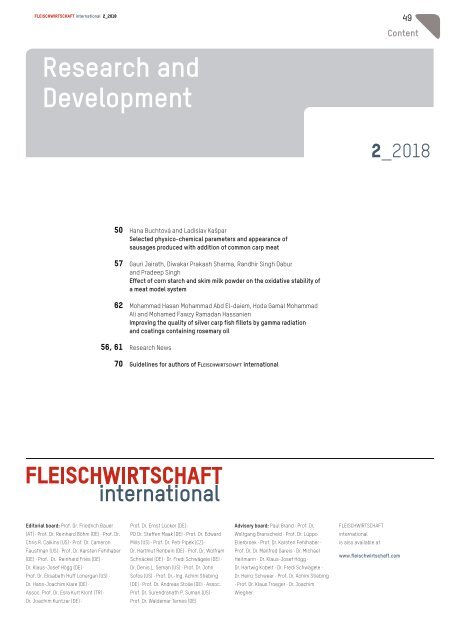FLEISCHWIRTSCHAFT international 2/2018