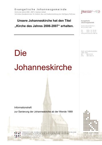 Unsere Johanneskirche hat den Titel „Kirche des Jahres 2006-2007“