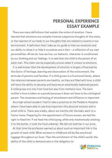 personal emotional experience essay