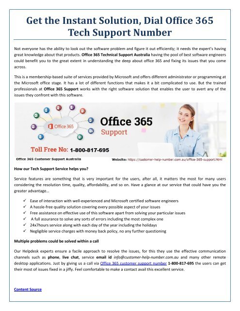 Get the Best Software Solution at Office 365 Technical Support