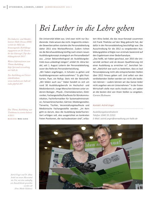 Web-Jahresmagazin2011-Deutsch - Alumni Halenses - Martin ...