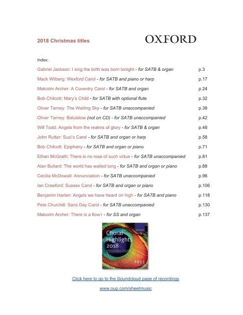 Oxford Choral Highlights: Christmas 2018