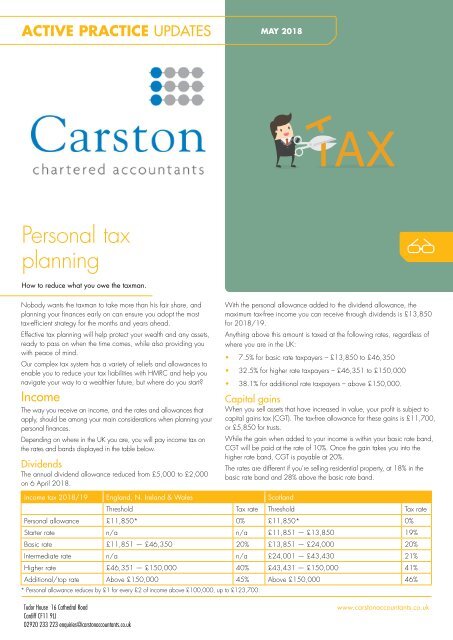 Personal Tax Planning Update