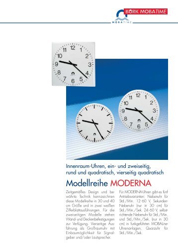Modellreihe MODERNA - Bürk Mobatime GmbH