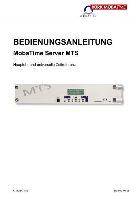 BEDIENUNGSANLEITUNG MobaTime Server MTS