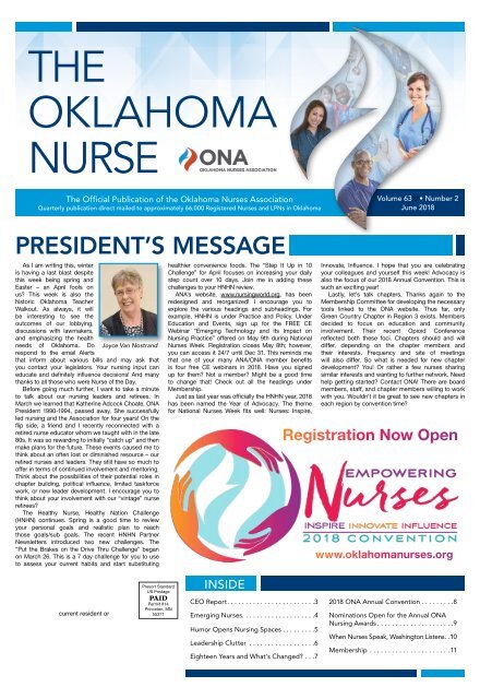 The Oklahoma Nurse - June 2018