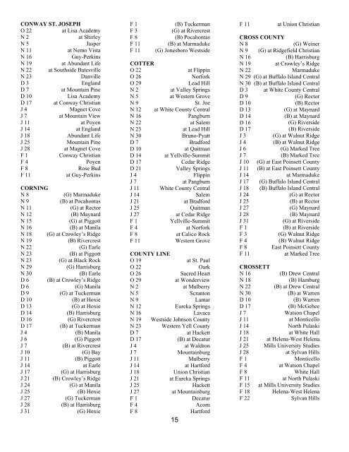 BASKETBALL SCHOOLS BY CONFERENCES - Arkansas Activities ...