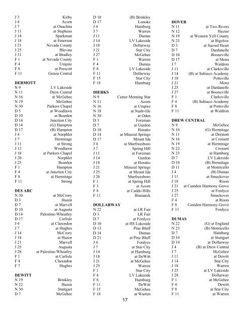 BASKETBALL SCHOOLS BY CONFERENCES - Arkansas Activities ...