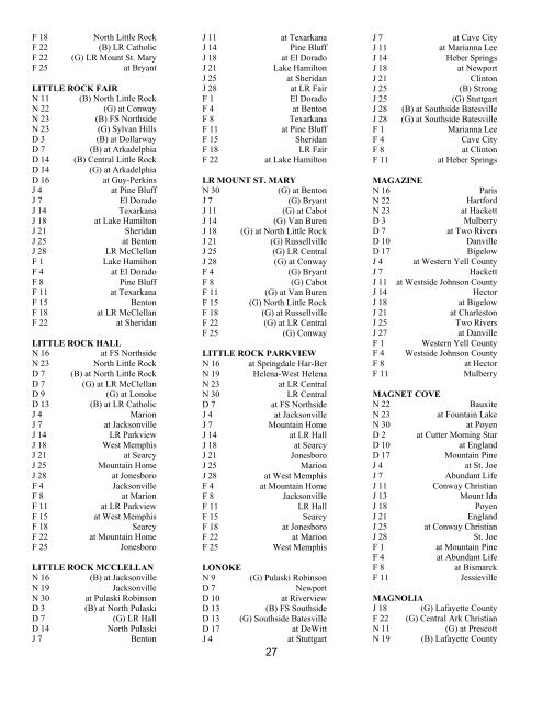 BASKETBALL SCHOOLS BY CONFERENCES - Arkansas Activities ...