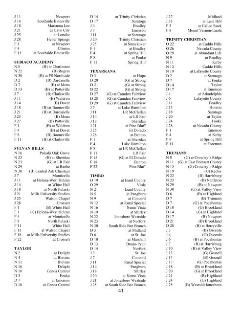 BASKETBALL SCHOOLS BY CONFERENCES - Arkansas Activities ...