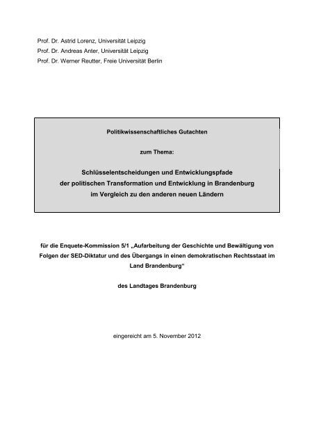 Gutachten von Prof. Dr. Astrid Lorenz, Prof. Dr - Landtag ...