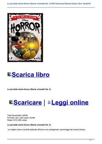 Le più belle storie Horror (Storie a fumetti Vol. 3) PDF Download Ebook Gratis Libro :Nota219