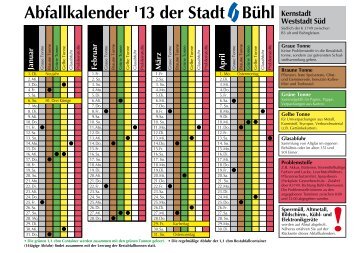 Abfallkalender '13 der Stadt Bühl