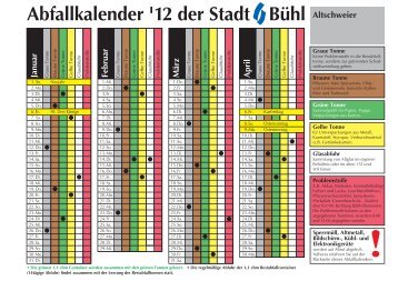Abfallkalender '12 der Stadt Bühl