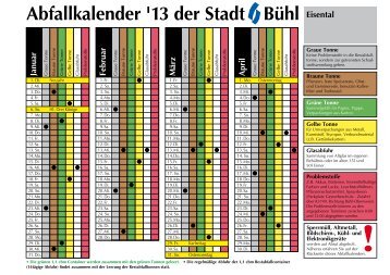 Abfallkalender '13 der Stadt Bühl