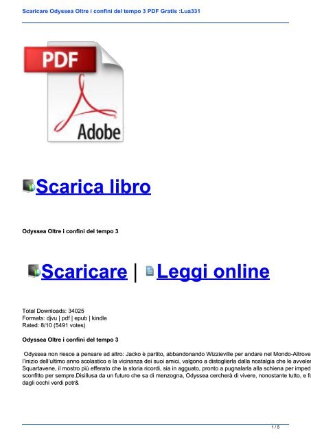 Scaricare Odyssea Oltre i confini del tempo 3 PDF Gratis :Lua331