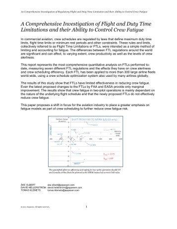 A Comprehensive Investigation of Flight and Duty Time ... - Jeppesen