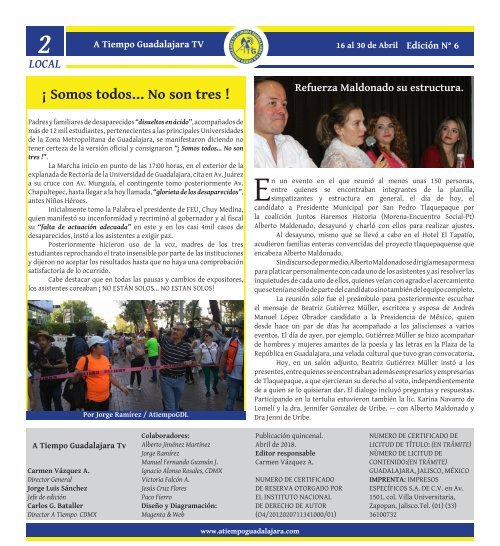 A Tiempo Guadalajara, Edición N° 6