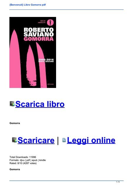 GOMORRA LIBRO DI SAVIANO GRATIS SCARICA