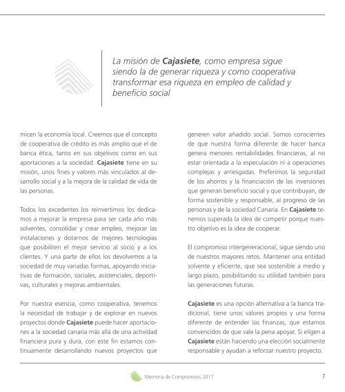 Balance Social y Memoria de Compromisos Cajasiete 2017
