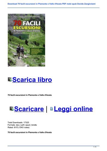 Download 70 facili escursioni in Piemonte e Valle d\'Aosta PDF mobi epub Davide Zangirolami