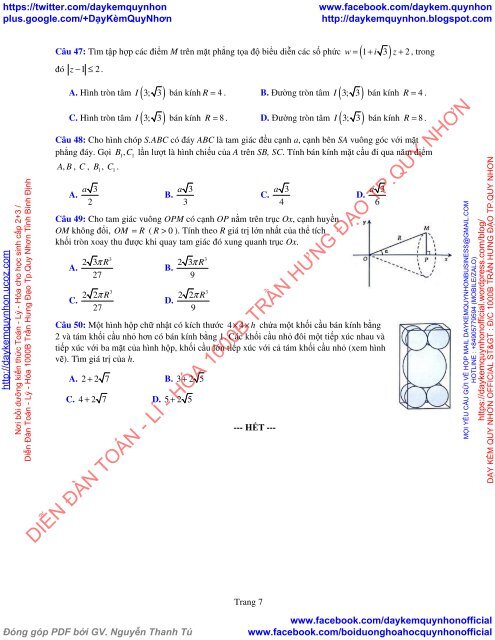 Bộ đề thi thử THPT QG 2018 Các môn TOÁN - LÍ - HÓA Các trường THPT Cả nước CÓ HƯỚNG DẪN GIẢI (Lần 22) [DC09052018]