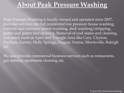 Pressure Washing Service in Raleigh, Apex, Cary, Fuquay Varina, Holly Springs NC