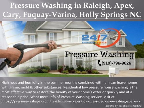 Pressure Washing Service in Raleigh, Apex, Cary, Fuquay Varina, Holly Springs NC