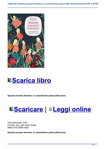 <Naturale> Quando eravamo femmine: Lo straordinario potere delle donne Download PDF e EPUB