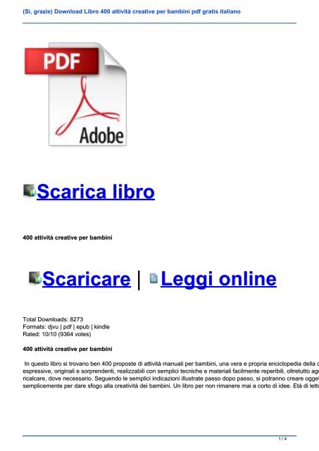 Si Grazie Download Libro 400 Attivita Creative Per Bambini Pdf Gratis Italiano