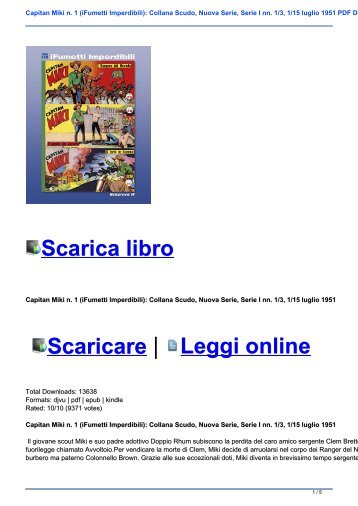 Capitan Miki n. 1 (iFumetti Imperdibili): Collana Scudo, Nuova Serie, Serie I nn. 1/3, 1/15 luglio 1951 PDF Download Ebook Gratis Libro