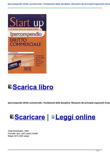 Ipercompendio diritto commerciale. I fondamenti della disciplina. Glossario dei principali argomenti d\'esame Ebook Download Gratis Libri (PDF, EPUB, KINDLE)