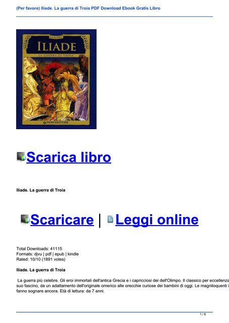 Per Favore Iliade La Guerra Di Troia Pdf Download Ebook Gratis Libro
