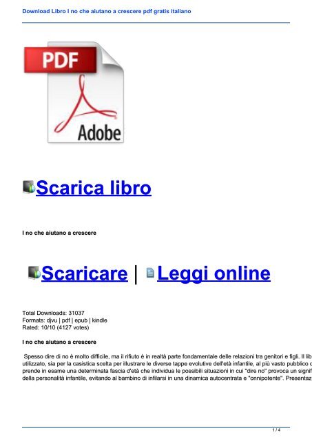 Download Libro I no che aiutano a crescere pdf gratis italiano