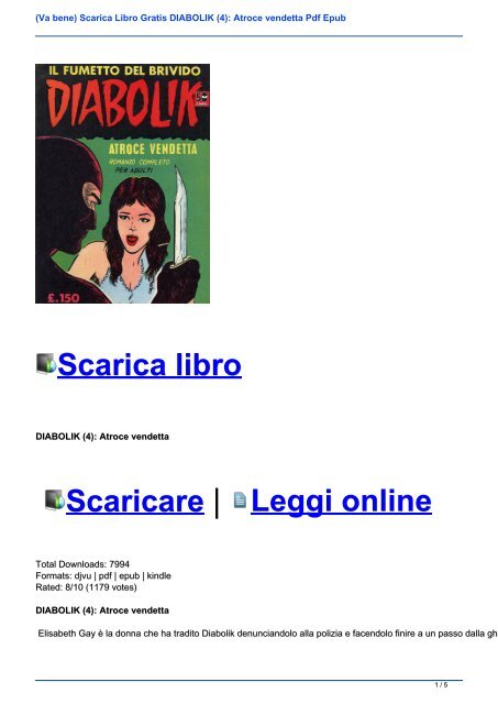 FUMETTI DIABOLIK SCARICA