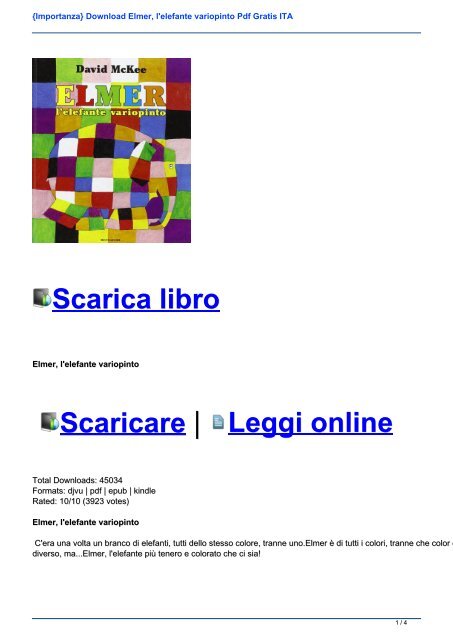 Importanza} Download Elmer, l\'elefante variopinto Pdf Gratis ITA