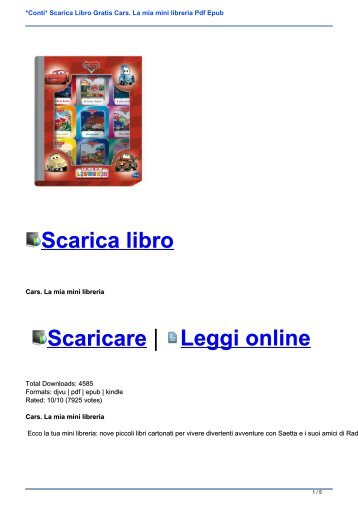 *Conti* Scarica Libro Gratis Cars. La mia mini libreria Pdf Epub