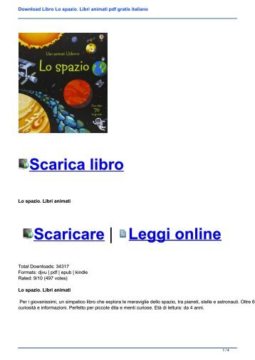 Download Libro Lo spazio. Libri animati pdf gratis italiano