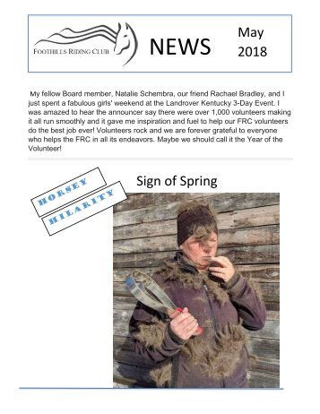 May 2018 FRC Member Newsletter