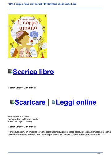 <ITA> Il corpo umano. Libri animati PDF Download Ebook Gratis Libro