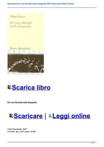 Download Per una filosofia della fotografia PDF mobi epub Vilém Flusser