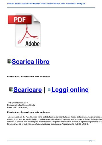 <Inizia> Scarica Libro Gratis Pianeta Arras: Sopravvivenza, lotta, evoluzione. Pdf Epub