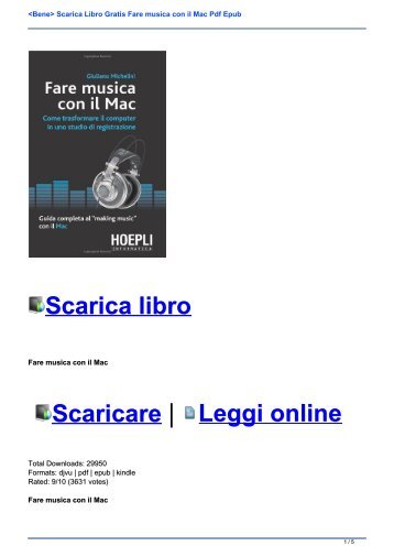 <Bene> Scarica Libro Gratis Fare musica con il Mac Pdf Epub