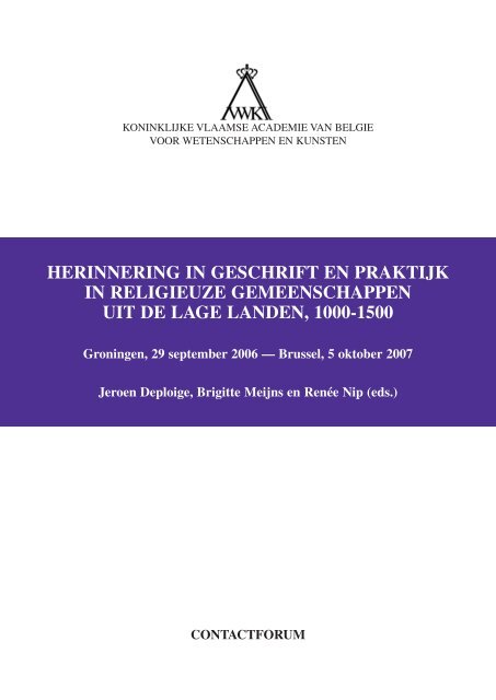 Herinnering in geschrift en praktijk in religieuze gemeenschappen