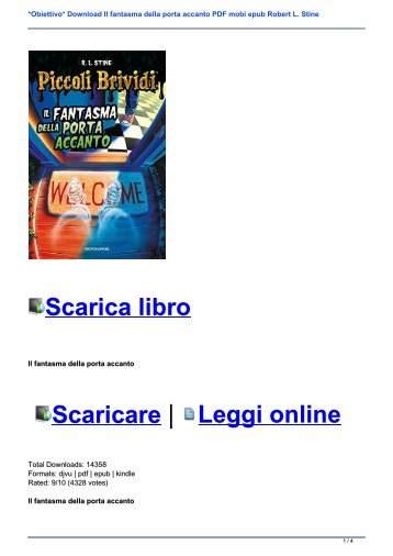 *Obiettivo* Download Il fantasma della porta accanto PDF mobi epub Robert L. Stine