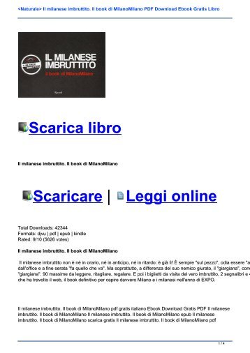 <Naturale> Il milanese imbruttito. Il book di MilanoMilano PDF Download Ebook Gratis Libro