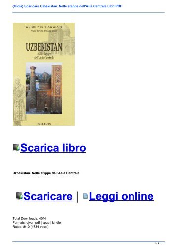 {Gioia} Scaricare Uzbekistan. Nelle steppe dell\'Asia Centrale Libri PDF