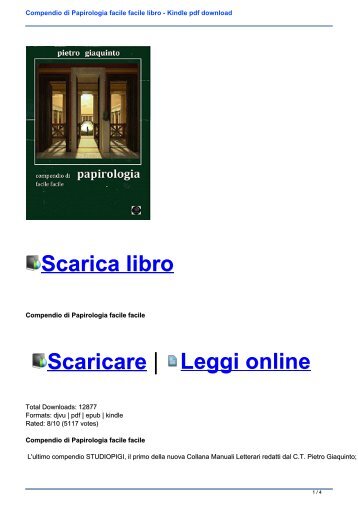 Compendio di Papirologia facile facile libro - Kindle pdf download